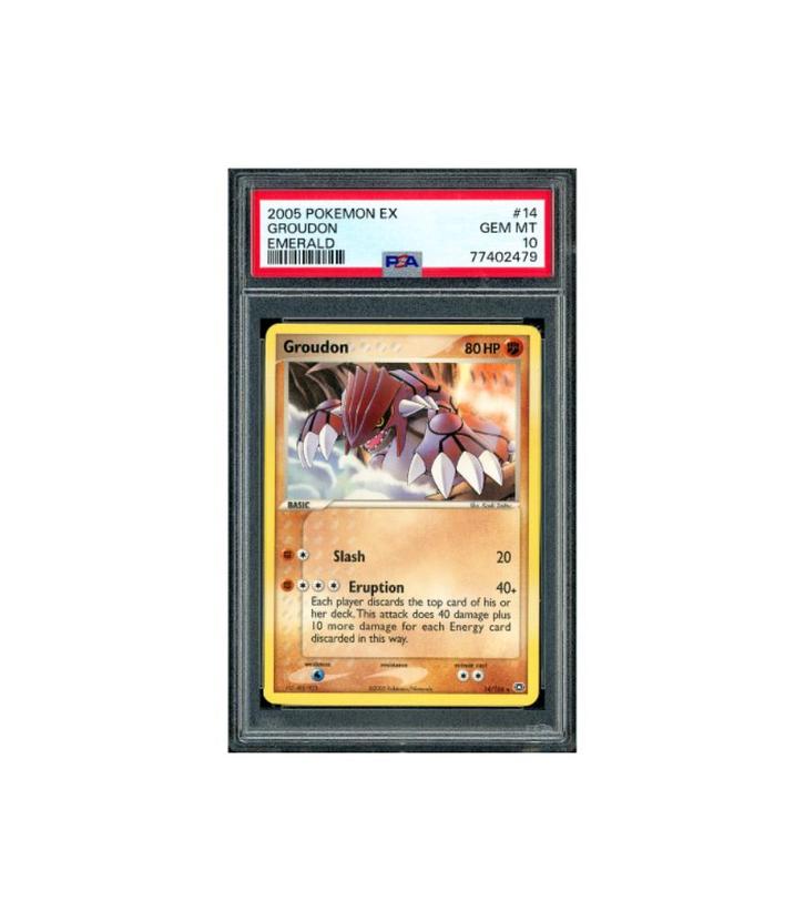 Pokemon Groudon EX Emerald #14 PSA 10, Hobby en Vrije tijd, Verzamelkaartspellen | Pokémon, Zo goed als nieuw, Losse kaart, Foil