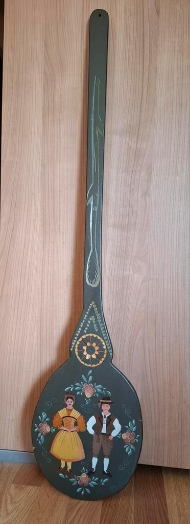 Vintage volkskunst houten wanddecoratie. 100 cm. Groen., Antiek en Kunst, Kunst | Beelden en Houtsnijwerken, Ophalen of Verzenden