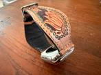 Uniek leren handgetoolde Apple Watch band 44mm, Ophalen of Verzenden, Nieuw, Zwart, IOS