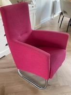 Roze fauteuil met chromen frame, Ophalen, Minder dan 75 cm, Zo goed als nieuw, Stof