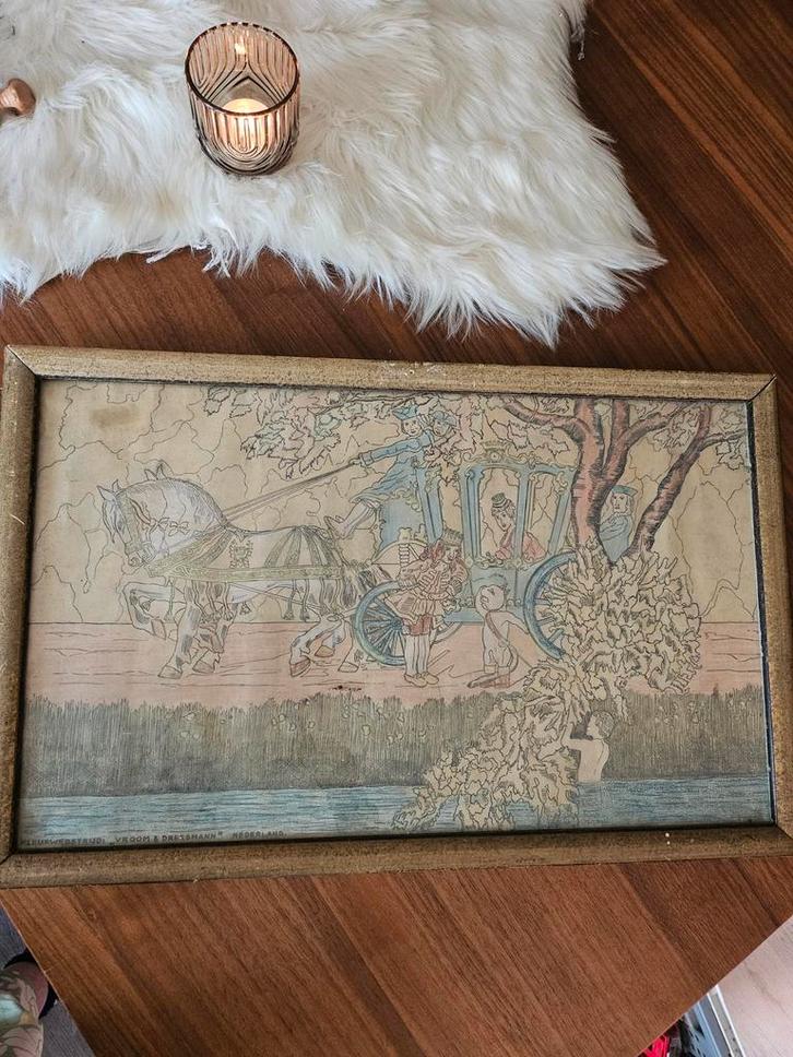 Zeldzame V&D Kleurplaat 1927, Antiek en Kunst, Kunst | Tekeningen en Foto's, Ophalen of Verzenden