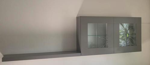 Strak ontwerp vitrinekast + plank, Huis en Inrichting, Kasten | Vitrinekasten, Gebruikt, Minder dan 100 cm, 100 tot 150 cm, Minder dan 25 cm