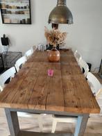 Robuuste eettafel met 8 stoelen, Ophalen, 200 cm of meer, 50 tot 100 cm, Zo goed als nieuw