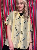 Vintage blouse - geel / groen - print / patroon 90s 44 / XL, Kleding | Dames, Blouses en Tunieken, Gedragen, Maat 42/44 (L), Vintage