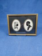 Vintage mooi dubbel ingelijst silhouet portret, Ophalen of Verzenden
