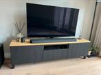Zwart Besta tv-meubel met eiken plank 180 cm, Huis en Inrichting, Ophalen, 150 tot 200 cm, Zo goed als nieuw, Minder dan 100 cm