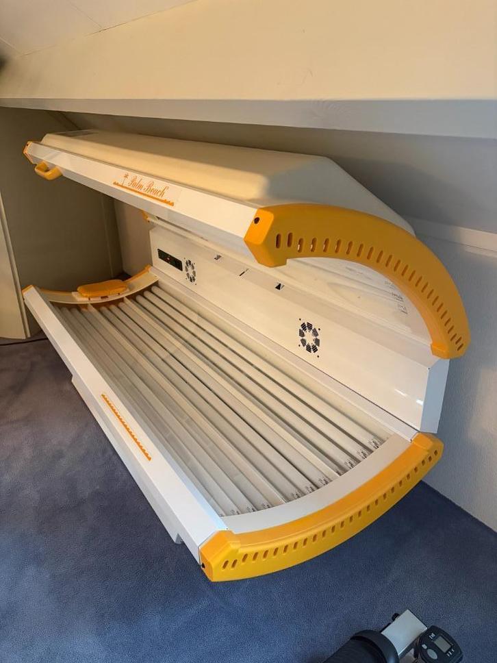 Zonnebank Palm Beach met gezichtsbruiner – 203 x 80 cm, Witgoed en Apparatuur, Zonnebanken en Gezichtsbruiners, Gebruikt, Zonnebank dubbelzijdig