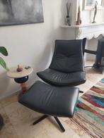 Prachtige lederen fauteuil met hocker., Huis en Inrichting, Fauteuils, Ophalen of Verzenden, Zo goed als nieuw, 75 tot 100 cm