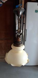 Ouderwetse hanglamp met plafondkap totaal 50cm lang sierlijk, Huis en Inrichting, Lampen | Hanglampen, Minder dan 50 cm, Gebruikt