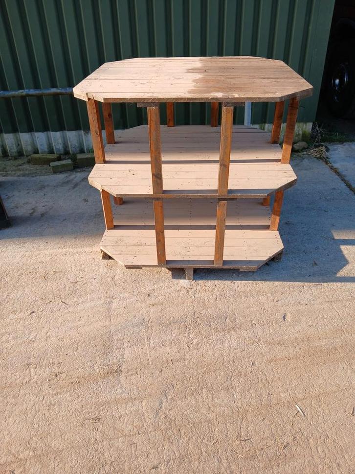 Houten Tafel met 3 Niveaus, Tuin en Terras, Tuintafels, Gebruikt, Rechthoekig, Hout, Ophalen of Verzenden