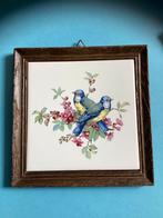 Tegel ingelijst, decor 2 vogeltjes op een tak, Huis en Inrichting, Ophalen of Verzenden, Schilderij, Minder dan 50 cm