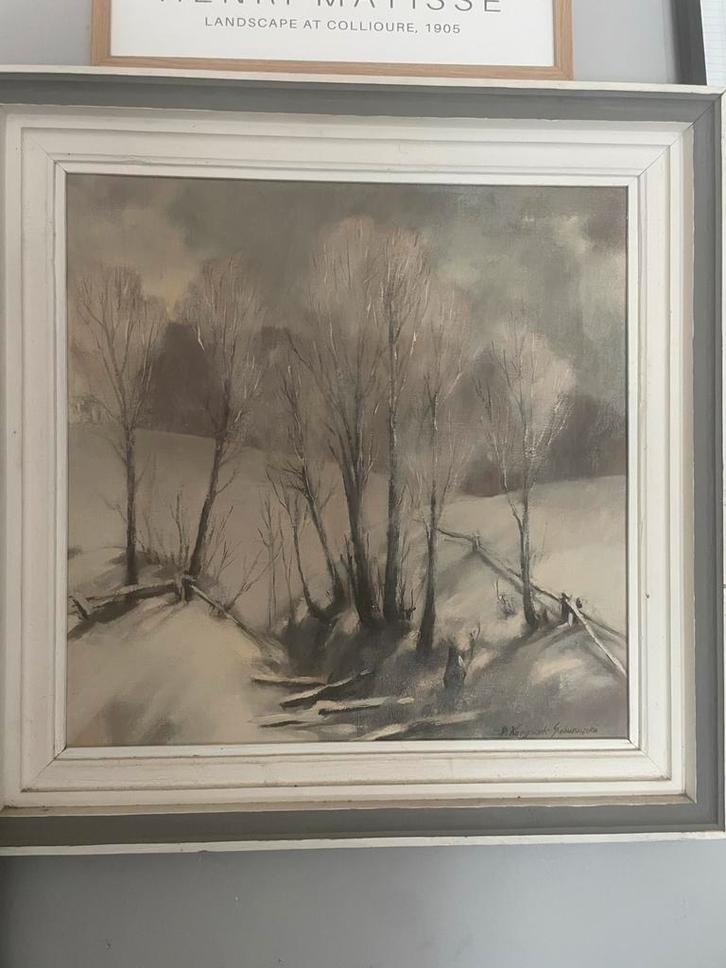 Russisch/Pools Winters Landschap Schilderij, Antiek en Kunst, Kunst | Schilderijen | Klassiek, Ophalen of Verzenden