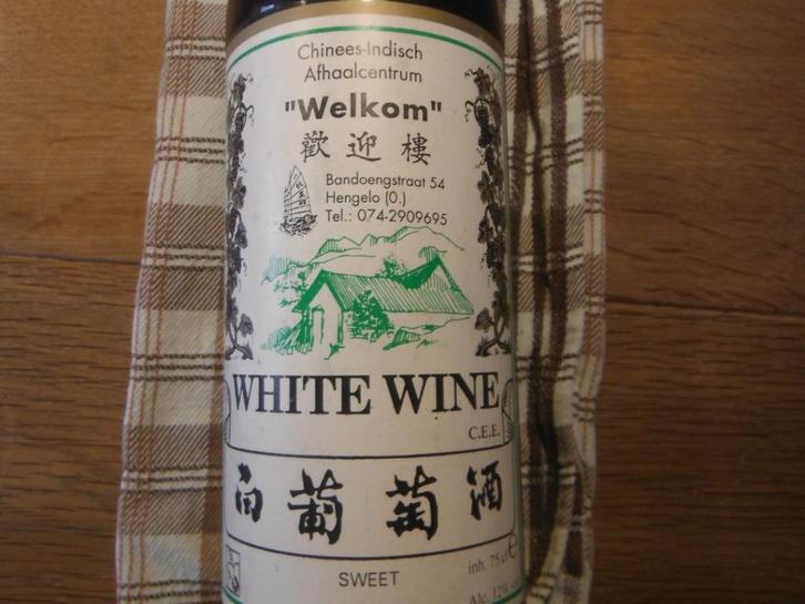 White wine, Chinees-Indisch afhaalcentrum "Welkom" Hengelo, Verzamelen, Merken en Reclamevoorwerpen, Nieuw, Overige typen, Verzenden
