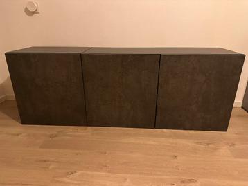 Wandmeubel Ikea incl. zwarte glasplaat