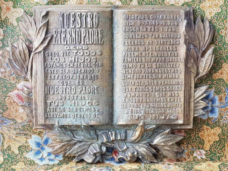 Grote zware antieke graf plaquette uit Spanje van brons., Antiek en Kunst, Antiek | Koper en Brons, Brons, Ophalen of Verzenden