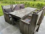 Steigerhouten tuinset incl. Kussens, Ophalen, Gebruikt, 6 zitplaatsen, Steigerhout