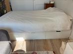 Nordli bedframe met opberglades 140 x 200, Huis en Inrichting, Ophalen, Wit, Tweepersoons, 140 cm