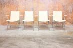 ZGAN! 4 gebroken witte leren Leolux Natello design stoelen, Leolux, Leolux, Wit, Design