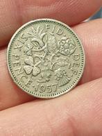 Engeland, 6 pence 1957 zilver (19), Zilver, Ophalen of Verzenden, Overige landen