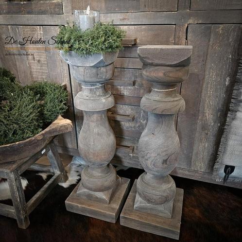 Houten Baluster / Kandelaar / Pilaar, Huis en Inrichting, Woonaccessoires | Zuilen en Pilaren, Nieuw, Ophalen