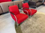 2 Harvink Fauteuils Rood Wolstof Design stoel, Huis en Inrichting, Fauteuils, Harvink, 75 tot 100 cm, Ophalen of Verzenden