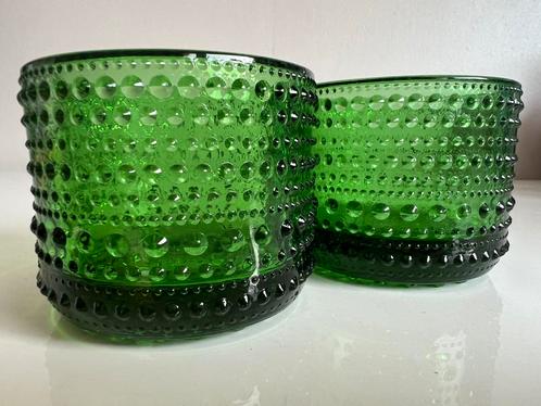Set 2 Iittala Kastehelmi Waxinelichthouder Green O.Toikka, Huis en Inrichting, Woonaccessoires | Kandelaars en Kaarsen, Zo goed als nieuw