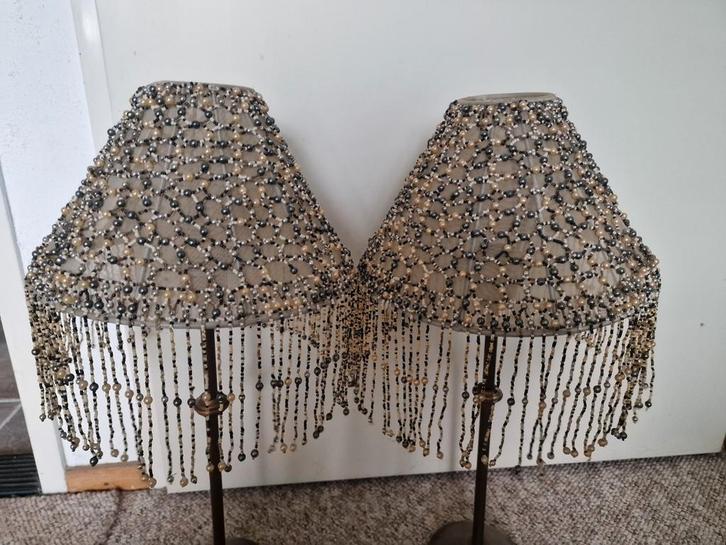 Kralen Lampenkappen met Standaard, Antiek en Kunst, Antiek | Lampen, Ophalen of Verzenden