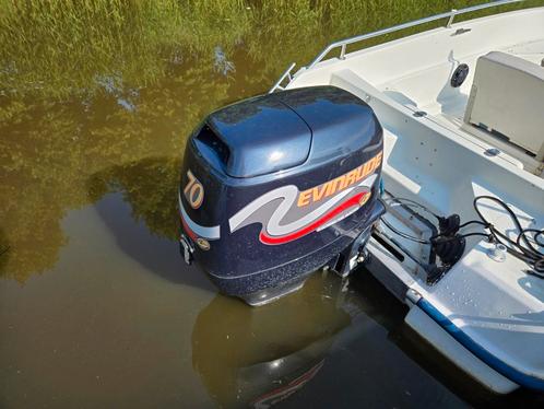 Evinrude 70 pk met powertrim, Watersport en Boten, Buiten- en Binnenboordmotoren, Zo goed als nieuw, Benzine, 30 pk of meer, Ophalen