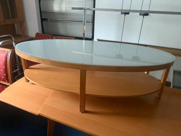 Ovale Salontafel met Glazen Blad beschikbaar voor biedingen