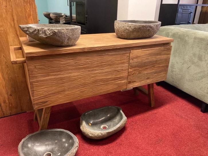 BADKAMER MEUBEL TEAK 135 cm, Huis en Inrichting, Badkamer | Badkamermeubels, Nieuw, Wastafelkast, Minder dan 100 cm, 50 tot 100 cm