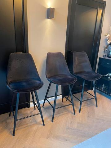 3 x barkruk zwart velvet beschikbaar voor biedingen