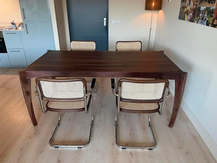 Classiq Webbing Buisframestoel Walnoot 4 stuks, Huis en Inrichting, Stoelen, Nieuw, Eén, Hout, Bruin, Ophalen