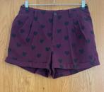 Dressed short met hartjes motief! Pre-loved | H&M (42), H&M, Kort, Paars, Maat 42/44 (L)