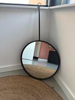 Spiegel rond - zwart metaal, Huis en Inrichting, Woonaccessoires | Spiegels, Minder dan 50 cm, Rond, Ophalen of Verzenden, Zo goed als nieuw