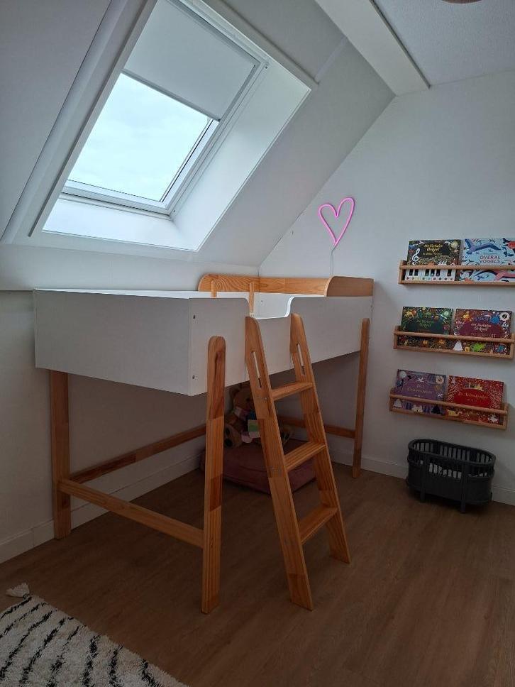 Mooie hoogslaper van La Redoute, Huis en Inrichting, Slaapkamer | Bedden, Gebruikt, Eenpersoons, 90 cm, 190 cm of minder, Hout