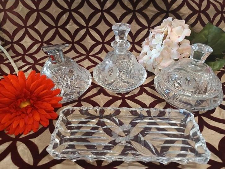 Antieke art deco kaptafel toiletset, Antiek en Kunst, Antiek | Glas en Kristal, Ophalen of Verzenden
