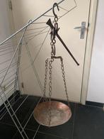 Antieke koperen balansweegschaal, Witgoed en Apparatuur, Weegschalen, Ophalen of Verzenden, Hangweegschaal, Gebruikt, Minder dan 10 kg