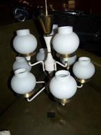 vintage mid century kroonluchter Kaiser designer, Ophalen, Zo goed als nieuw, Glas, Mid-century