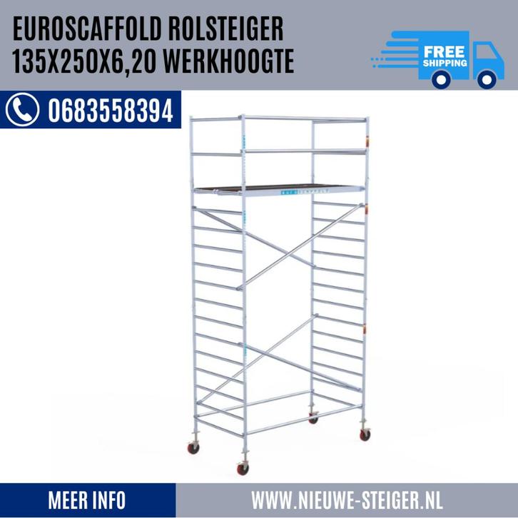 Euroscaffold 135x250x6,20 , Gratis Thuisbezorging !, Doe-het-zelf en Verbouw, Steigers, Nieuw, Rolsteiger of Kamersteiger, 5 meter of hoger