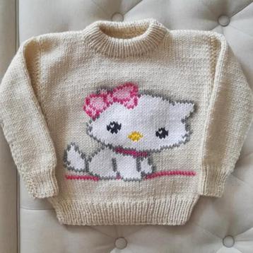 Poes met strik trui breipatroon beschikbaar voor biedingen