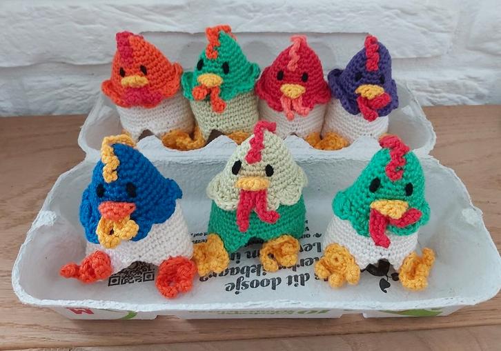 Gehaakte eierwarmers grappige kippetjes (zelf gemaakt), Hobby en Vrije tijd, Breien en Haken, Nieuw, Haken, Overige typen, Ophalen of Verzenden