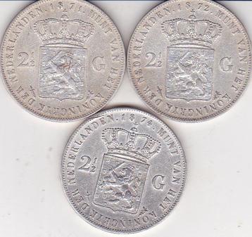 RIJKSDAALDERS WILLEM III 3 STUKS 1871 - 1872 - 1874 beschikbaar voor biedingen