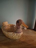 Vintage rieten bloempot eend, Ophalen of Verzenden, Huis en Inrichting