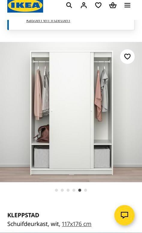 IKEA KLEPPSTAD kledingkast wit, Huis en Inrichting, Kasten | Kledingkasten, Zo goed als nieuw, 150 tot 200 cm, 50 tot 75 cm, Ophalen