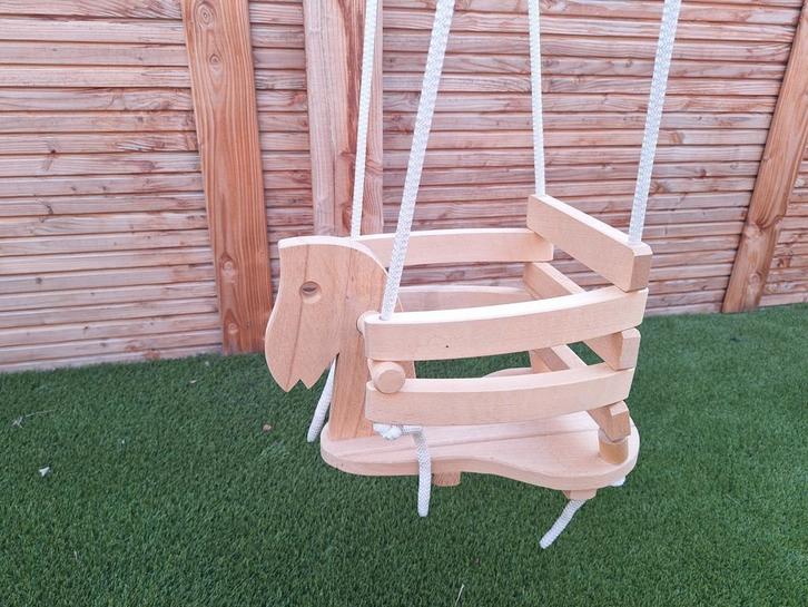 Houten schommel paard, Kinderen en Baby's, Speelgoed | Buiten | Speeltoestellen, Zo goed als nieuw, Schommel, Ophalen