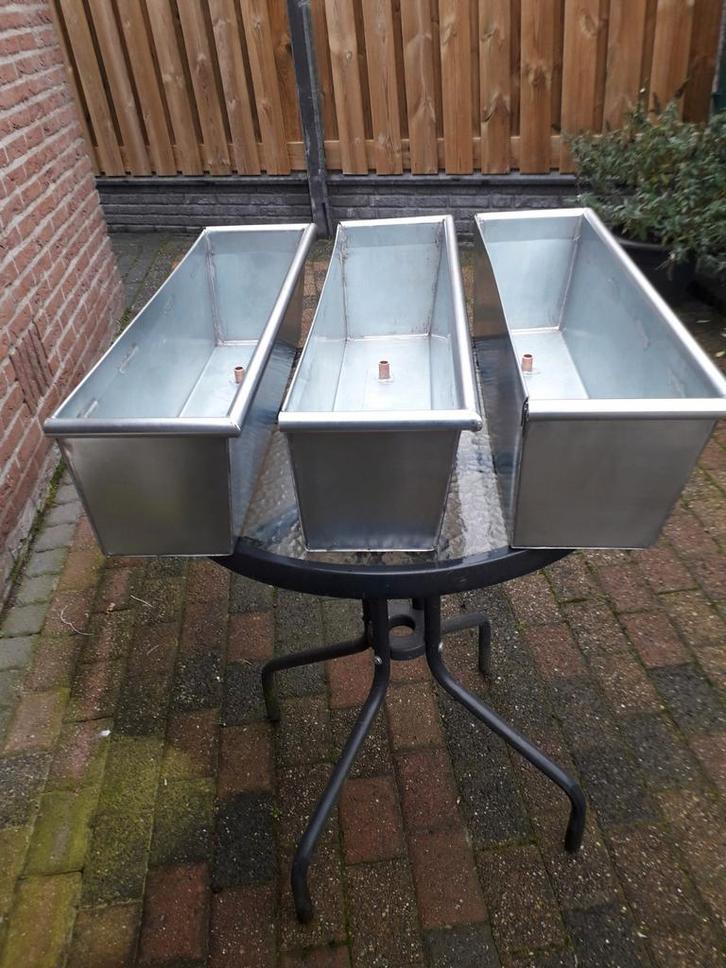 Handgemaakte zinken bloembakken/plantenbakken, Tuin en Terras, Bloembakken en Plantenbakken, Nieuw, Metaal, Rond, Ophalen of Verzenden