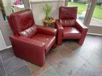Mooie lederen rode feauteuils, Huis en Inrichting, Fauteuils, Ophalen, Gebruikt, 75 tot 100 cm, Leer