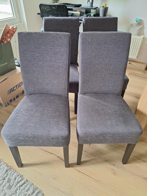 Eetkamerstoelen x4, Huis en Inrichting, Stoelen, Gebruikt, Vier, Grijs, Ophalen