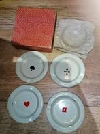 4 kleine emaille asbakjes spel Klaverjassen, Antiek en Kunst, Ophalen of Verzenden