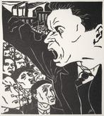 Clément Moreau (1903-1988) Houtsnede ‘Opruier’ ~1930. Afmeti, Antiek en Kunst, Ophalen of Verzenden